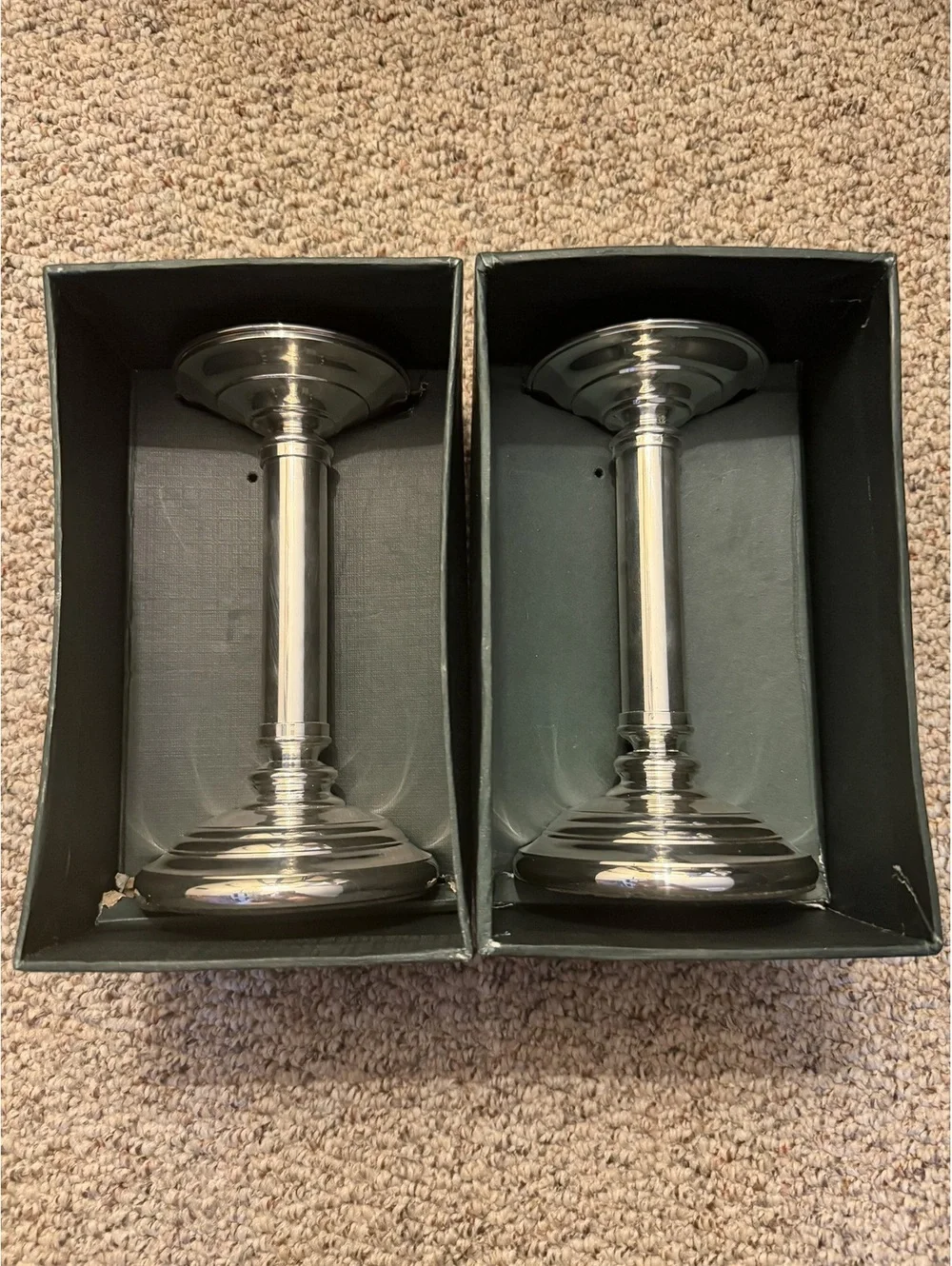 Restoration Hardware (2) vintage Bridgehampton silver plated candle holders